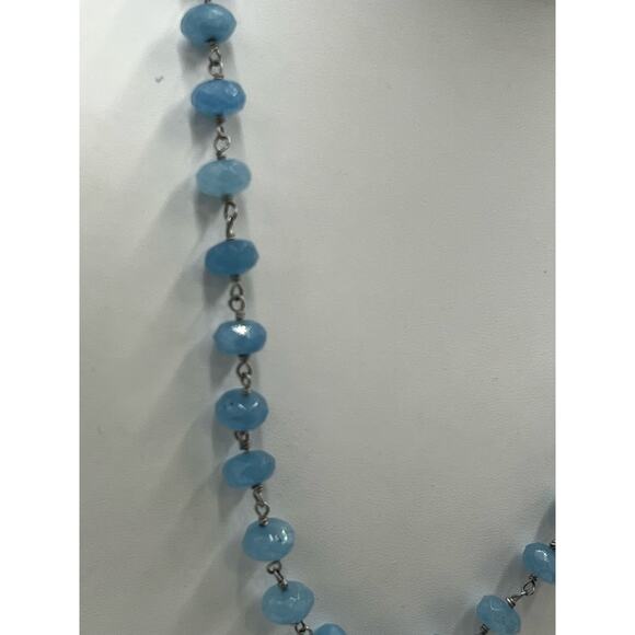 Sara Blaine Willow House Blue Jadeite Jade Sterling Single Strand Necklace - Picture 4 of 10